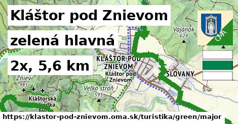 Kláštor pod Znievom Turistické trasy zelená hlavná