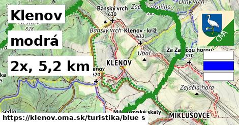 Klenov Turistické trasy modrá 