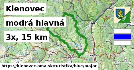 Klenovec Turistické trasy modrá hlavná