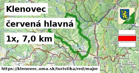 Klenovec Turistické trasy červená hlavná