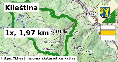 Klieština Turistické trasy  