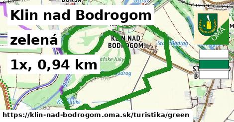 Klin nad Bodrogom Turistické trasy zelená 