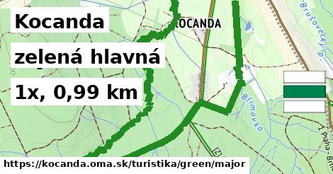 Kocanda Turistické trasy zelená hlavná