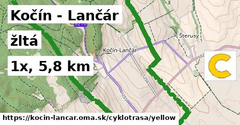 Kočín - Lančár Cyklotrasy žltá 