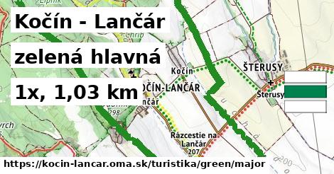 Kočín - Lančár Turistické trasy zelená hlavná