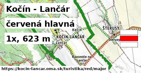 Kočín - Lančár Turistické trasy červená hlavná