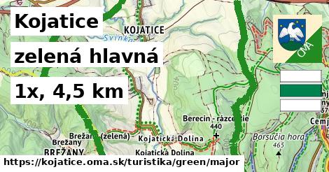 Kojatice Turistické trasy zelená hlavná