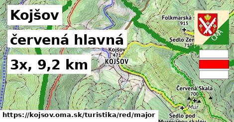 Kojšov Turistické trasy červená hlavná