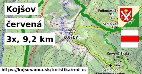 Kojšov Turistické trasy červená 