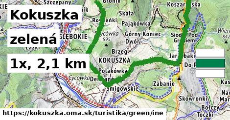 Kokuszka Turistické trasy zelená iná
