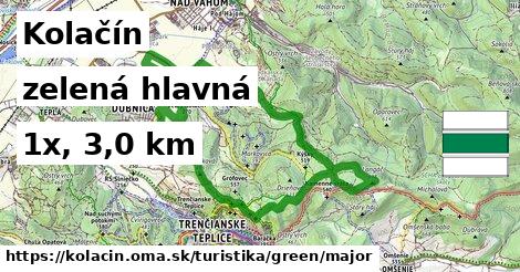 Kolačín Turistické trasy zelená hlavná