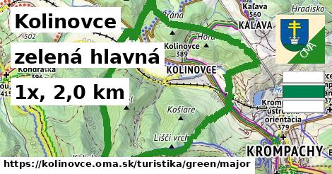 Kolinovce Turistické trasy zelená hlavná