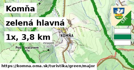 Komňa Turistické trasy zelená hlavná