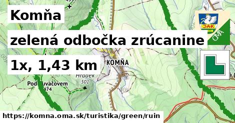 Komňa Turistické trasy zelená odbočka zrúcanine