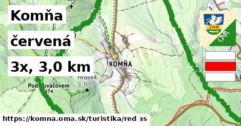 Komňa Turistické trasy červená 