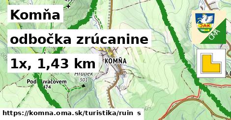 Komňa Turistické trasy odbočka zrúcanine 