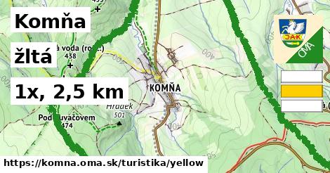 Komňa Turistické trasy žltá 