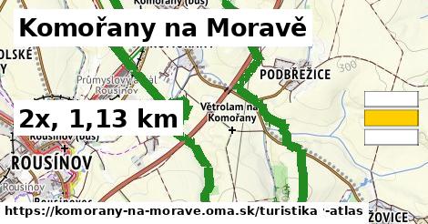 Komořany na Moravě Turistické trasy  