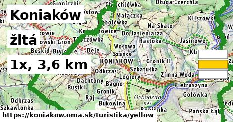 Koniaków Turistické trasy žltá 