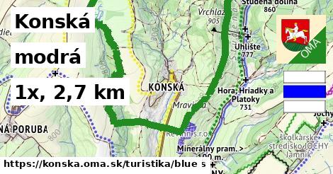 Konská Turistické trasy modrá 