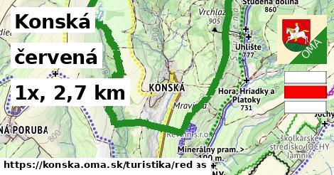 Konská Turistické trasy červená 