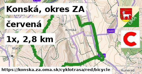 Konská, okres ZA Cyklotrasy červená bicycle