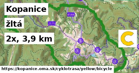 Kopanice Cyklotrasy žltá bicycle