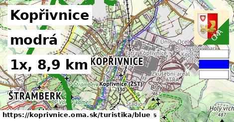 Kopřivnice Turistické trasy modrá 