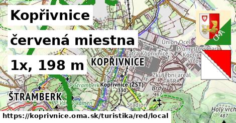 Kopřivnice Turistické trasy červená miestna