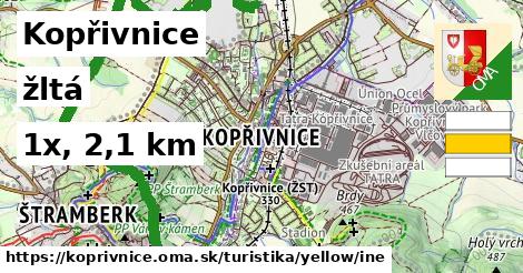 Kopřivnice Turistické trasy žltá iná