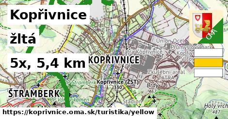 Kopřivnice Turistické trasy žltá 