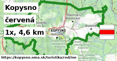 Kopysno Turistické trasy červená iná