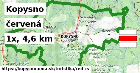 Kopysno Turistické trasy červená 