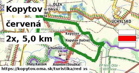 Kopytov Turistické trasy červená 