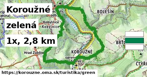 Koroužné Turistické trasy zelená 