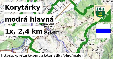 Korytárky Turistické trasy modrá hlavná