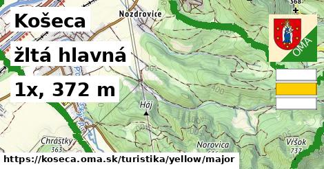 Košeca Turistické trasy žltá hlavná