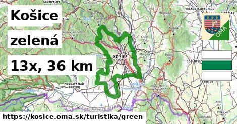 Košice Turistické trasy zelená 