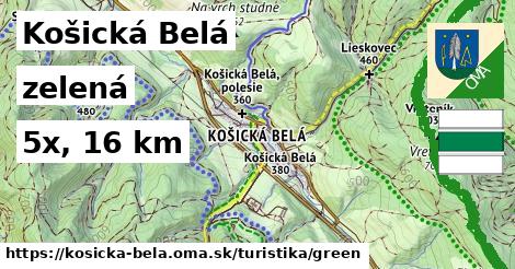 Košická Belá Turistické trasy zelená 