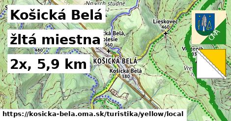 Košická Belá Turistické trasy žltá miestna