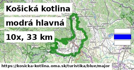 Košická kotlina Turistické trasy modrá hlavná