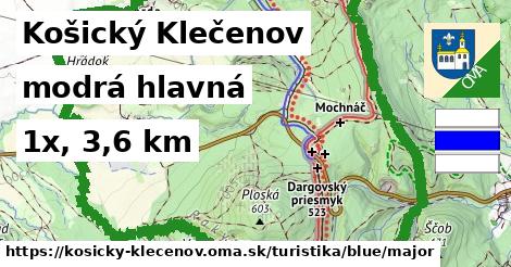 Košický Klečenov Turistické trasy modrá hlavná