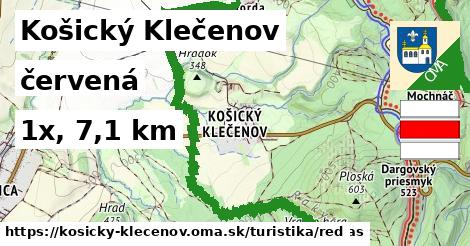 Košický Klečenov Turistické trasy červená 