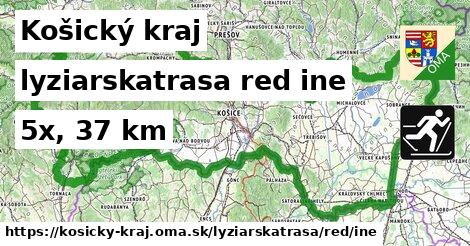 Košický kraj Lyžiarske trasy červená iná