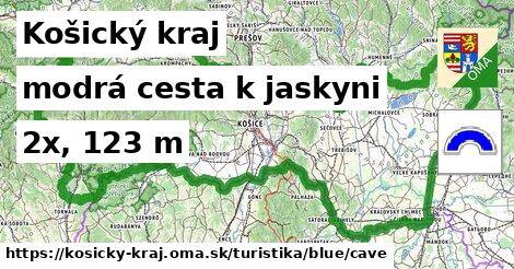 Košický kraj Turistické trasy modrá cesta k jaskyni