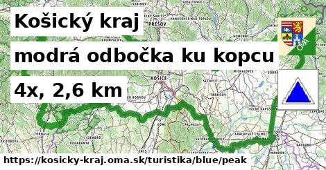 Košický kraj Turistické trasy modrá odbočka ku kopcu