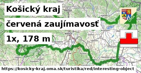 Košický kraj Turistické trasy červená zaujímavosť