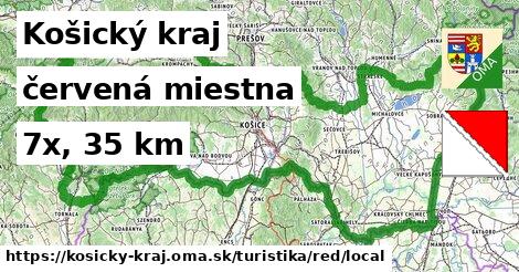 Košický kraj Turistické trasy červená miestna
