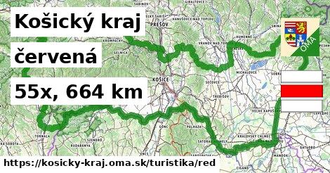 Košický kraj Turistické trasy červená 