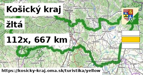 Košický kraj Turistické trasy žltá 